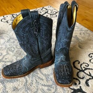 Navy Caiman Cowboy Boots from LaGrange Leather